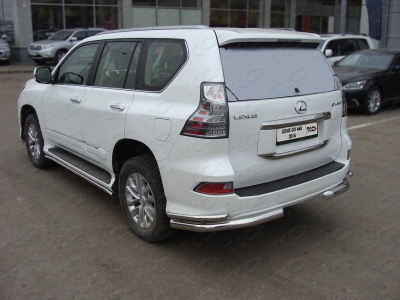 Защита задняя двойные уголки 76-42 мм ТСС для Lexus GX460 2014-2019