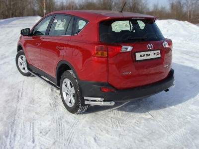 Защита задняя двойные уголки 60-42 мм ТСС для Toyota RAV4 2013-2015