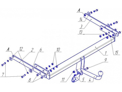 Фаркоп Avtos для Ford Kuga 2008-2013