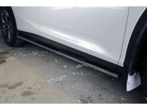 Пороги труба овальная с накладками 75х42 мм для Lexus RX-200t/350/450h № LEXRX200t15-04