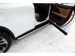 Пороги алюминиевые ТСС с накладкой для Lexus RX-200t/350/450h № LEXRX200t15-10AL